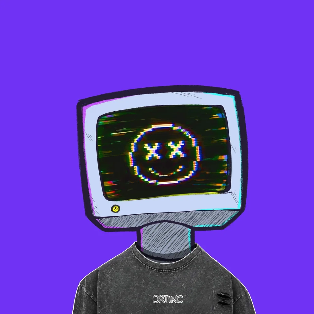 Hand-drawn CRT.INK glitch smiley character